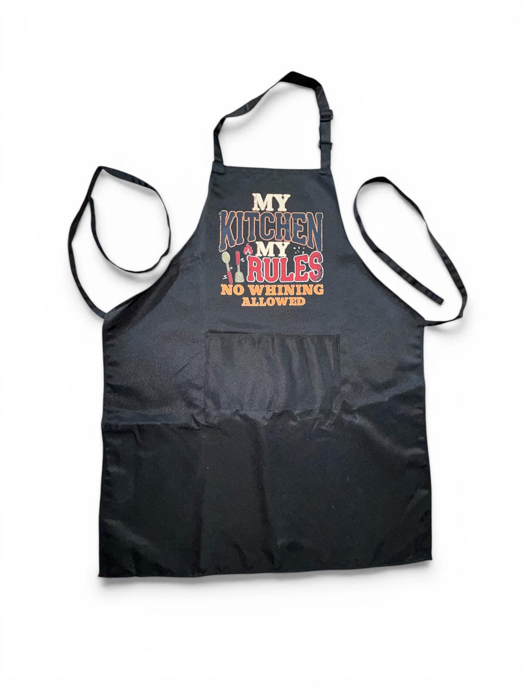 My Kitchen My Rules No Whining Allowed Apron - Funny Cooking Apron for Chefs & Home Cooks - Black BBQ Gift