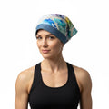 Handmade Patchwork Head Scarf Bandana - Boho Lace Denim Watercolor Wrap for Women