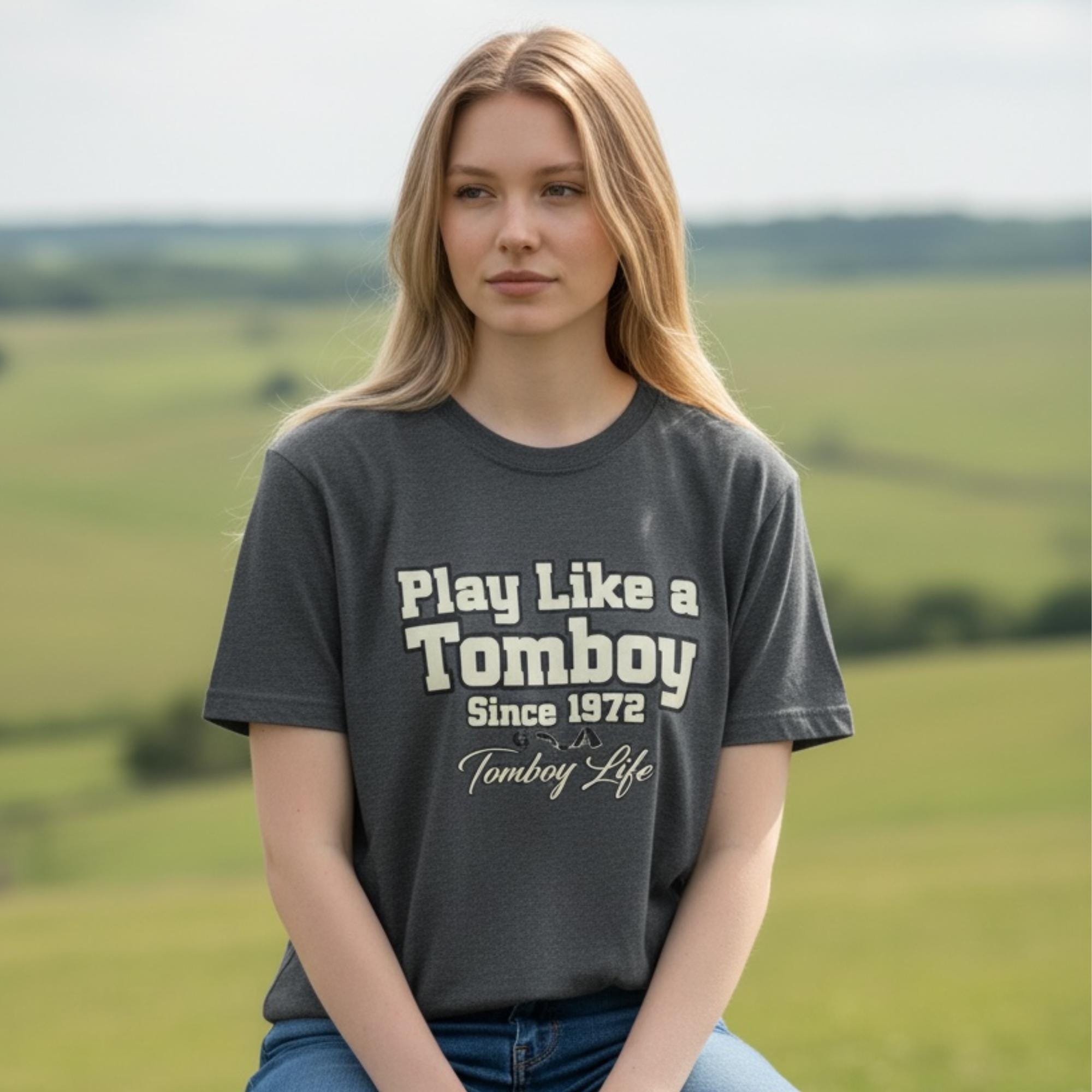 Play Like a Tomboy Since 1972 T-Shirt | Title IX Retro Women's Graphic Tee | Empowered Outdoor Tomboy Shirt