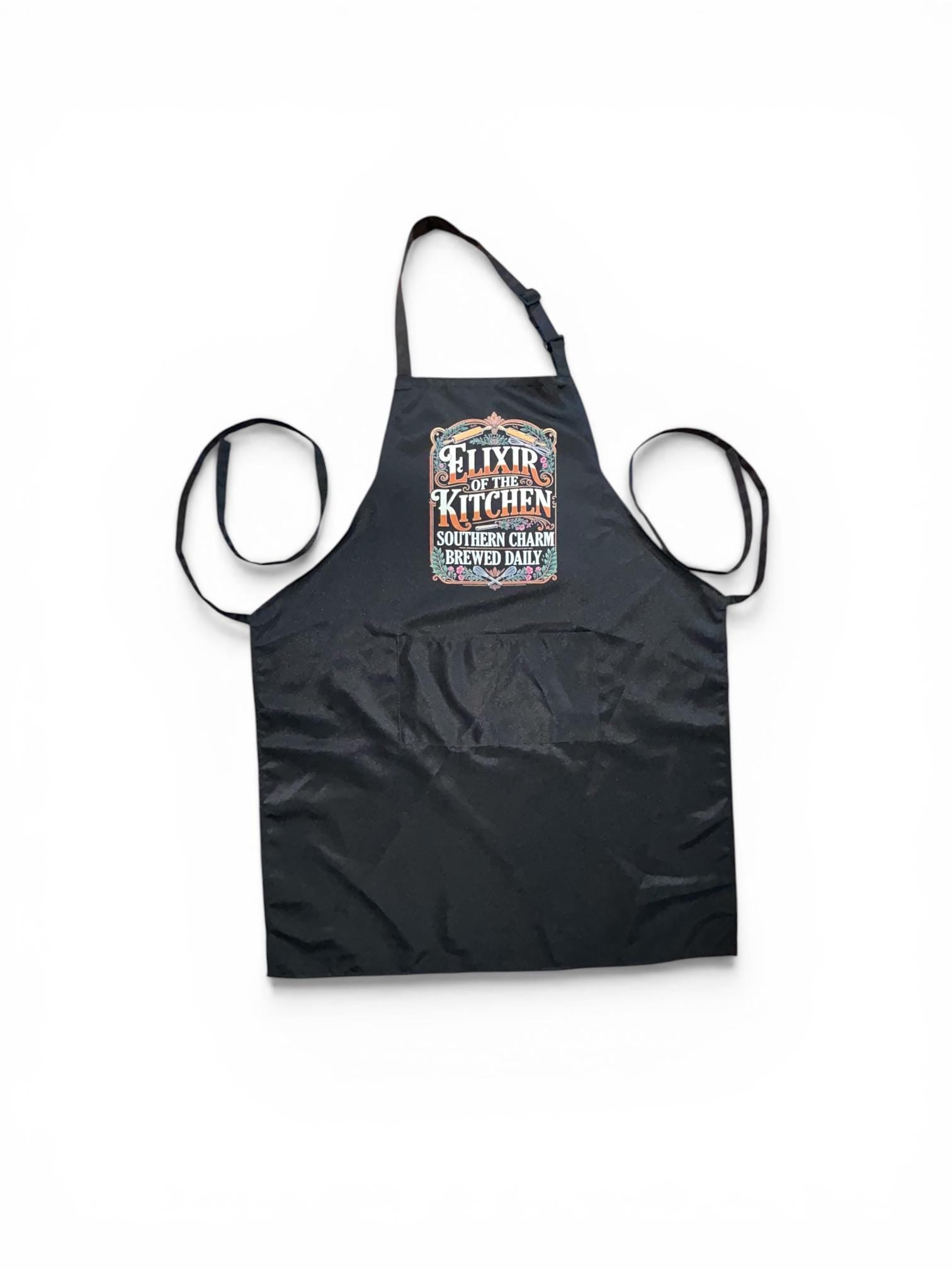 Elixir of the Kitchen Apron - Southern Charm Brewed Daily - Funny Coffee Shop & Home Barista Apron