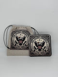 United We Stand 250 Years Strong 1776-2026 Patriotic Eagle Coaster & Canvas Drawstring Pouch Set - American Flag Gift