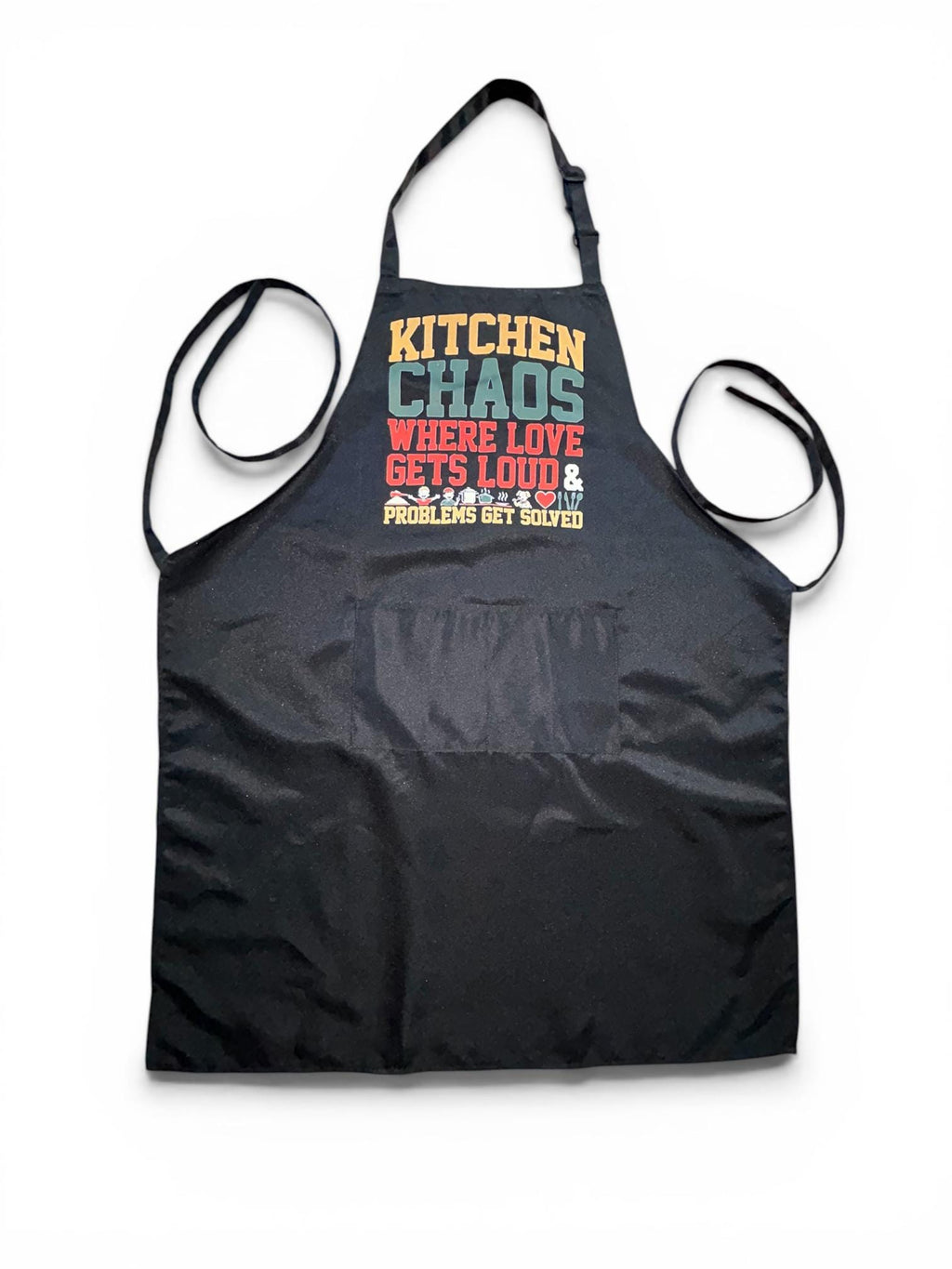 Kitchen Chaos Apron - Where Love Gets Loud & Problems Get Solved - Funny BBQ Cooking Apron Gift