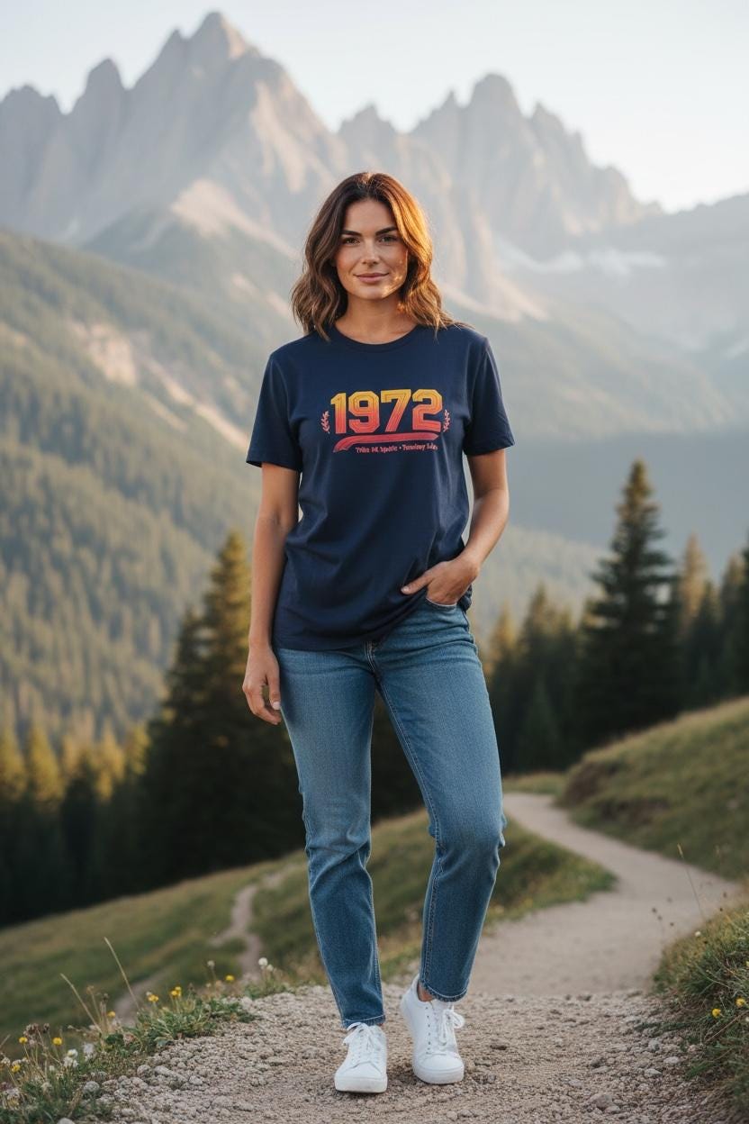1972 Title IX Spirit T-Shirt | Retro Tomboy Life Graphic Tee | Navy Blue Women’s Shirt for Fishing, Sports & Outdoors