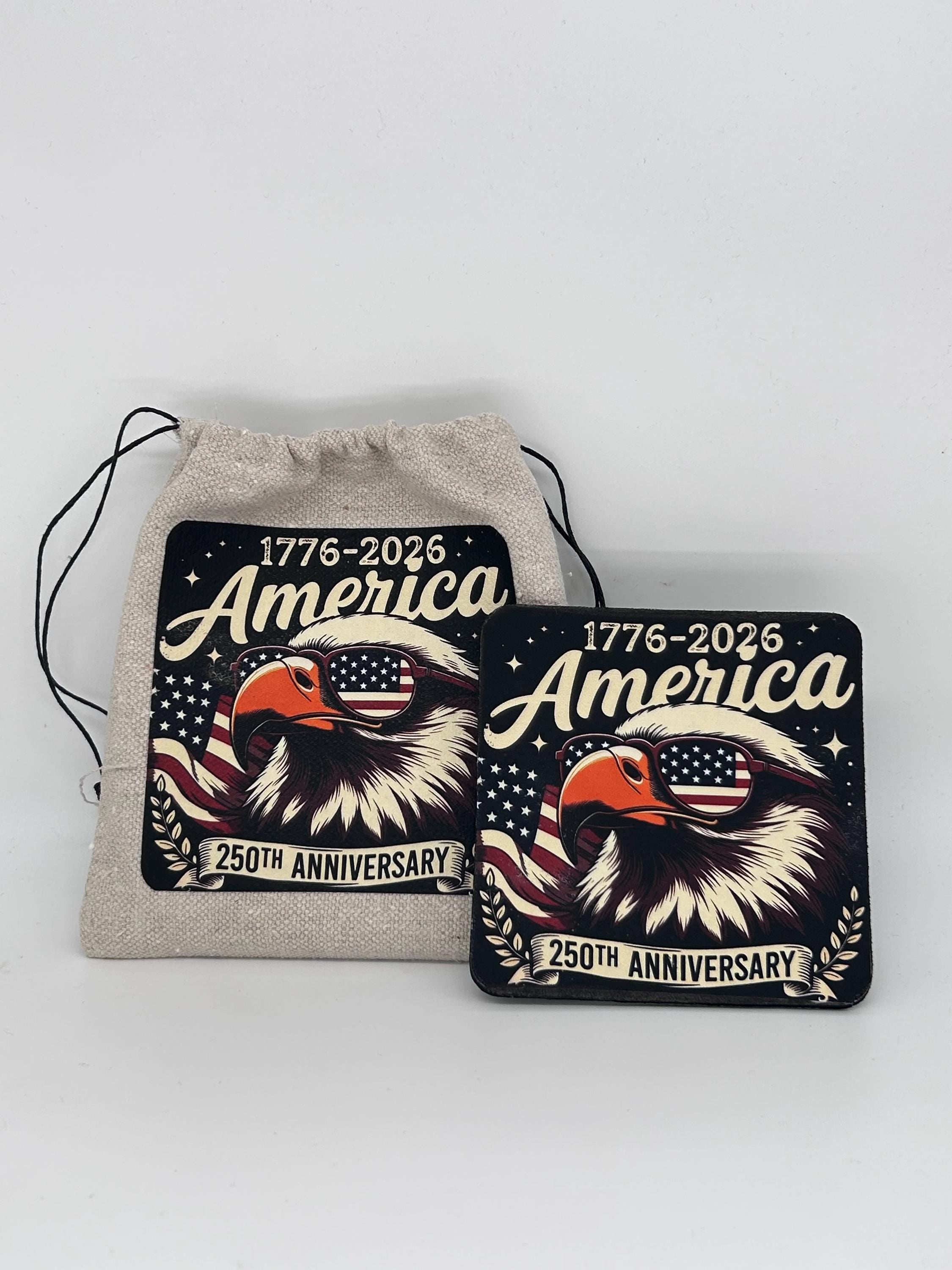 USA 250 Coasters | 1776-2026 Patriotic Eagle Coasters Set of 4 with Canvas Bag | 250th Anniversary Gift