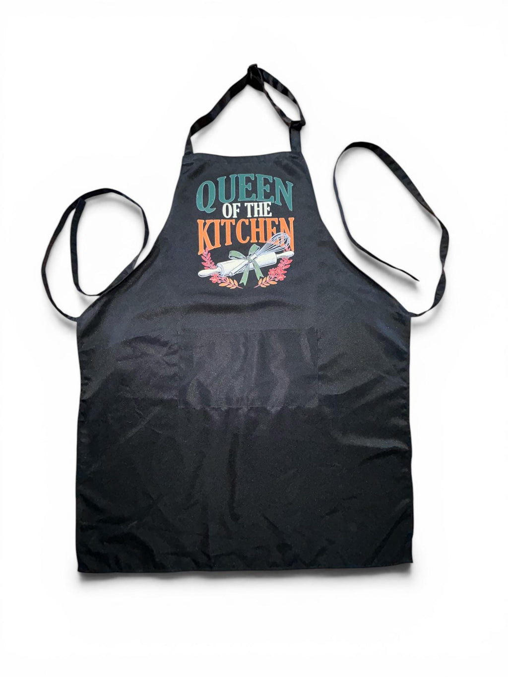 Queen of the Kitchen Apron - Funny Cooking Apron with Rolling Pin Design - Black Chef Gift for Women