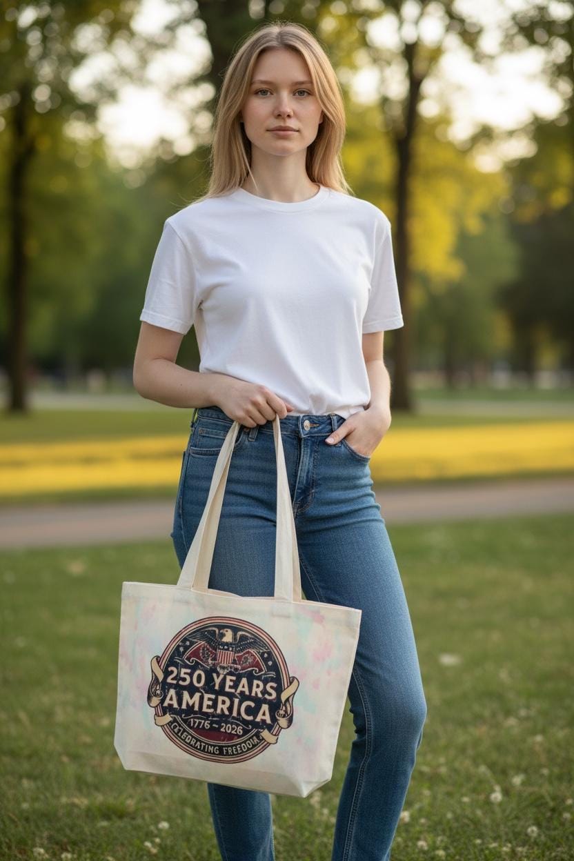 250 Years America Tote Bag | 1776-2026 Patriotic Eagle Tie Dye Canvas Tote | USA 250th Anniversary Semiquincentennial Bag