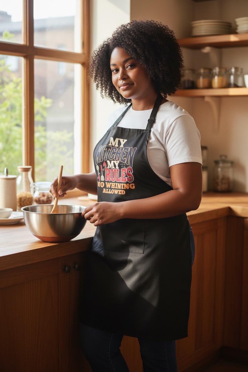 My Kitchen My Rules No Whining Allowed Apron - Funny Cooking Apron for Chefs & Home Cooks - Black BBQ Gift