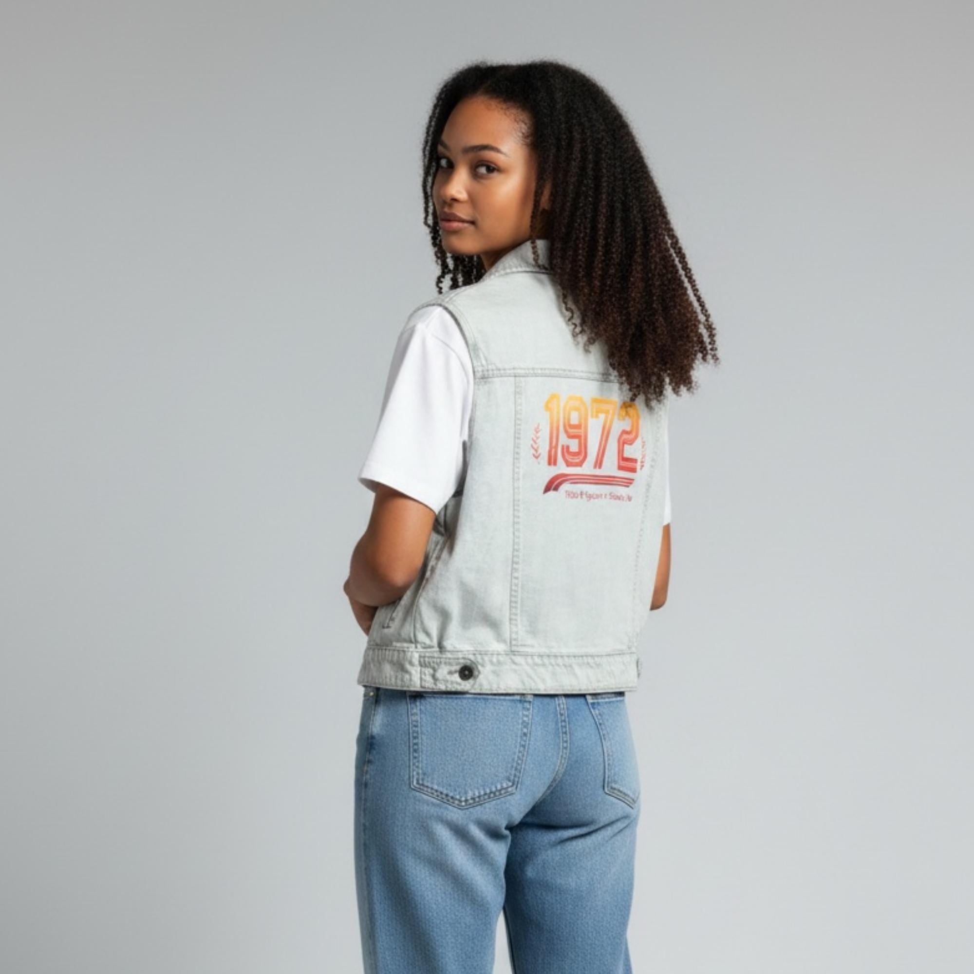 1972 Title IX Spirit Denim Vest | Tomboy Life Retro Women's Jean Vest | Empowered Outdoor Tomboy Jacket |