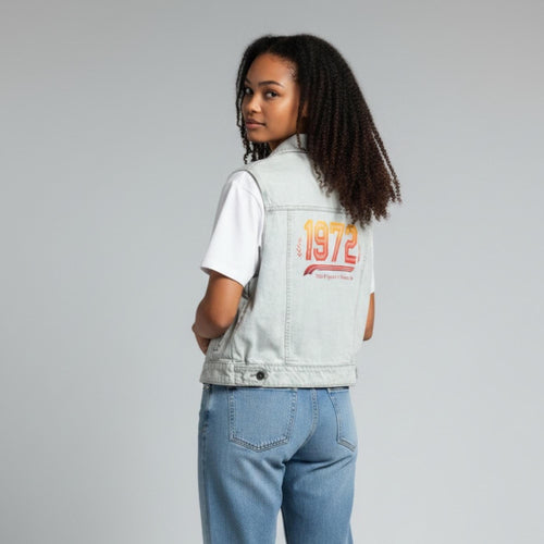 1972 Title IX Spirit Denim Vest | Tomboy Life Retro Women's Jean Vest | Empowered Outdoor Tomboy Jacket |