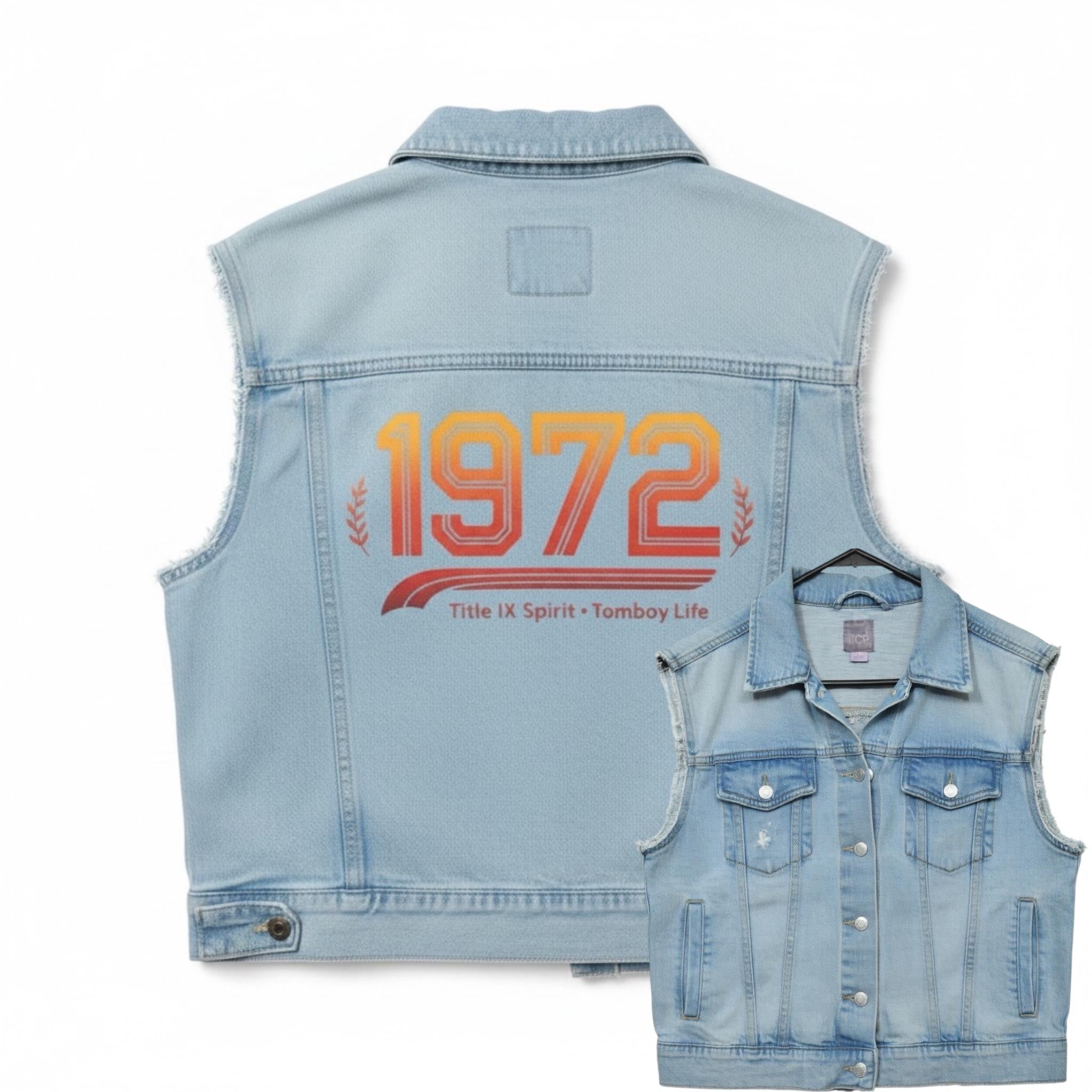 1972 Title IX Spirit Denim Vest | Tomboy Life Retro Women's Jean Vest | Empowered Outdoor Tomboy Jacket |